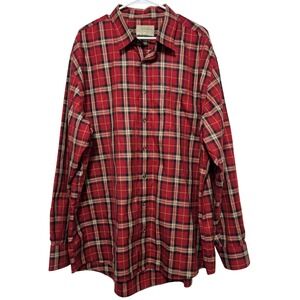 Cabela's Outfitter Series Men's XL Red  Green Plaid Long Sleeve Button Up